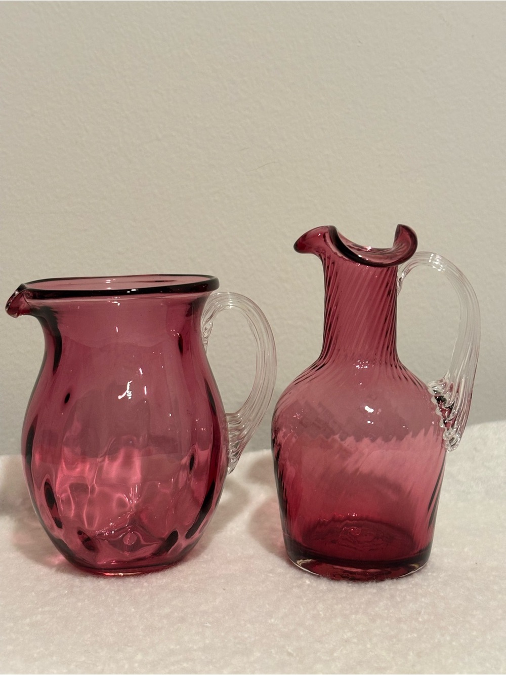 2 Vintage Glass mini Pitcher & Cruet Set